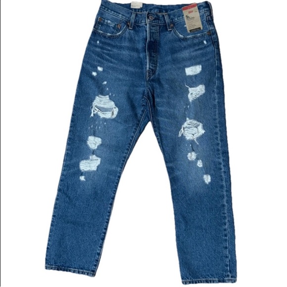 Levi's® 501 High Rise Distressed Cropped Straight Skinny Jeans - Picture 4 of 11